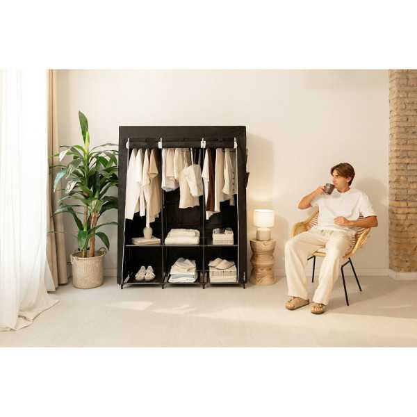 Armario de Tela Canvas V130 Negro 130 x 45 x 167 cm NEWLUX