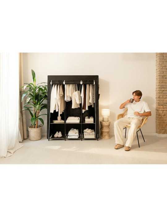 Armario de Tela Canvas V130 Negro 130 x 45 x 167 cm NEWLUX