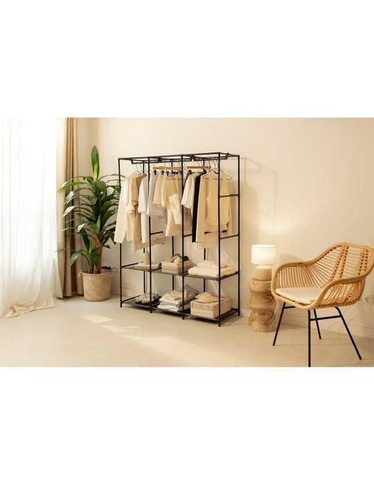 Armario de Tela Canvas V130 Negro 130 x 45 x 167 cm NEWLUX