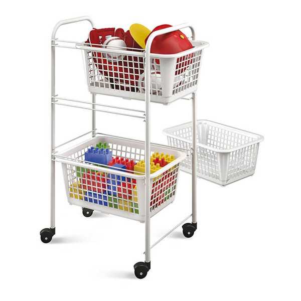 Carrito Multiuso con 3 Cestos, San Diego, Blanco, 30 x 38 x 68 cm METALTEX