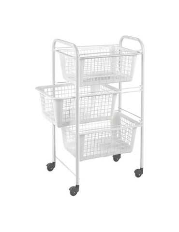 Carrito Multiuso con 3 Cestos, San Diego, Blanco, 30 x 38 x 68 cm METALTEX 2