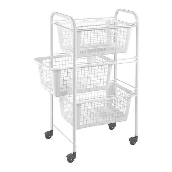 Carrito Multiuso con 3 Cestos, San Diego, Blanco, 30 x 38 x 68 cm METALTEX
