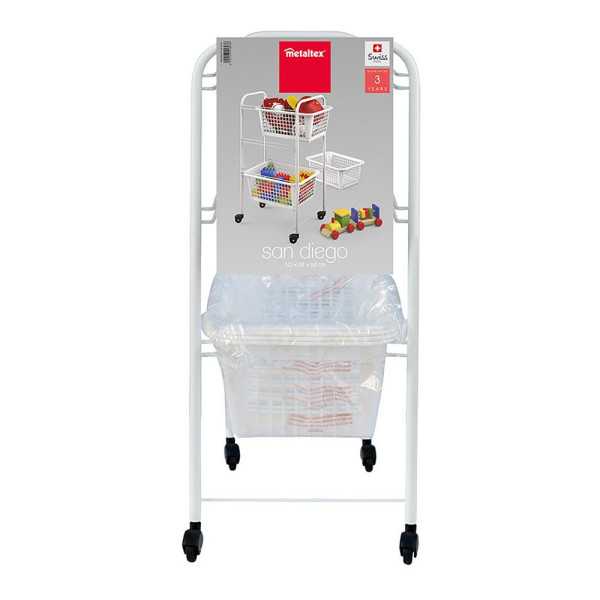 Carrito Multiuso con 3 Cestos, San Diego, Blanco, 30 x 38 x 68 cm METALTEX