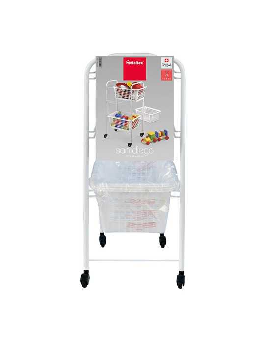 Carrito Multiuso con 3 Cestos, San Diego, Blanco, 30 x 38 x 68 cm METALTEX