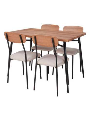 Conjunto Mesa y 4 Sillas, MDF y Acero, 110 x 70 x 76 cm TRENDS 4 YOU