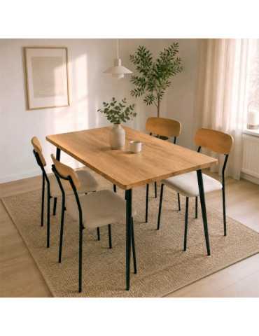 Conjunto Mesa y 4 Sillas, MDF y Acero, 110 x 70 x 76 cm TRENDS 4 YOU 2