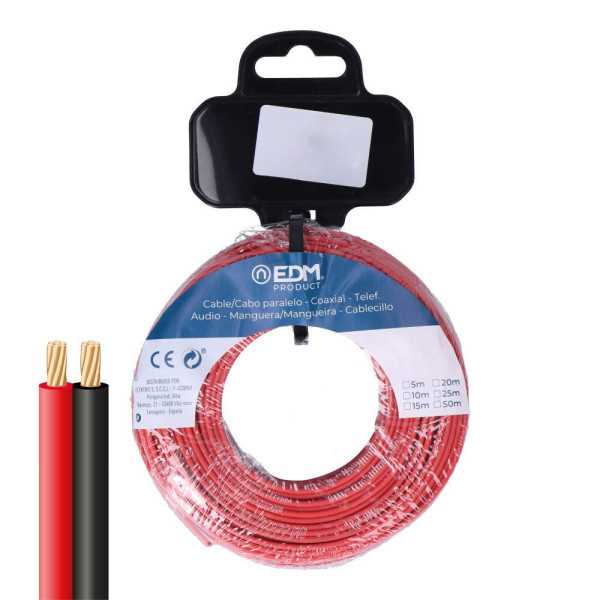 Carrete Cable Paralelo 2x0,75mm Rojo/Negro 50m (Audio) EDM