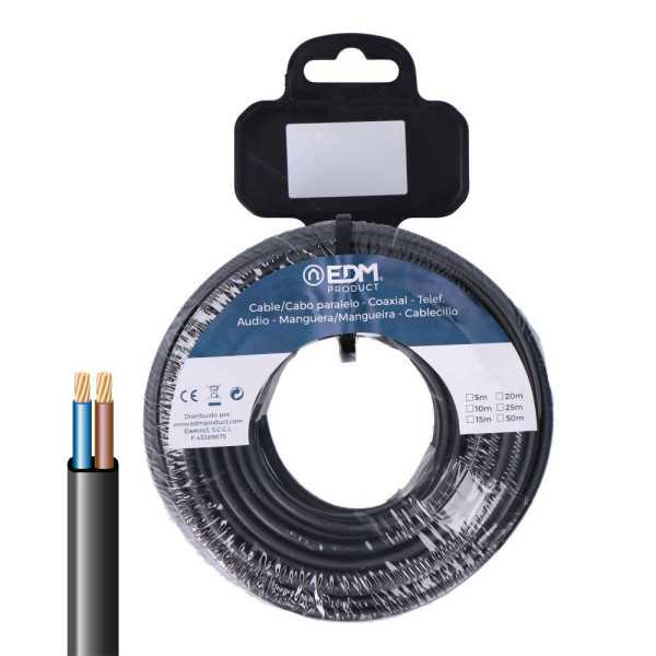 Carrete Manguera Plana 2 x 1,50 mm² Negra, 25 m EDM