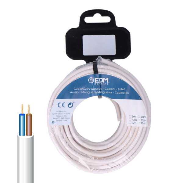 Carrete Manguera Tubular H05VV-F 2 x 1,50 mm² Blanca, 20 m EDM