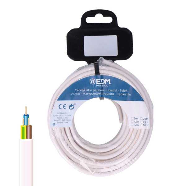 Carrete Manguera Tubular H05VV-F 3 G 2,50 mm² Blanca, 15 m EDM