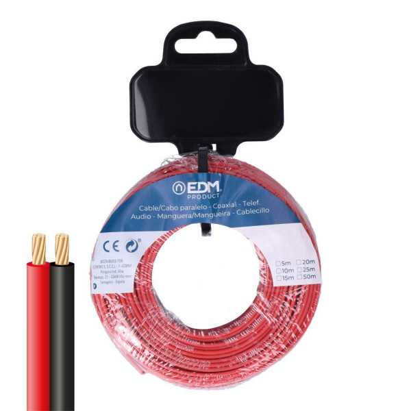 Carrete Cable Paralelo 2x1mm² Rojo/Negro 50m. EDM