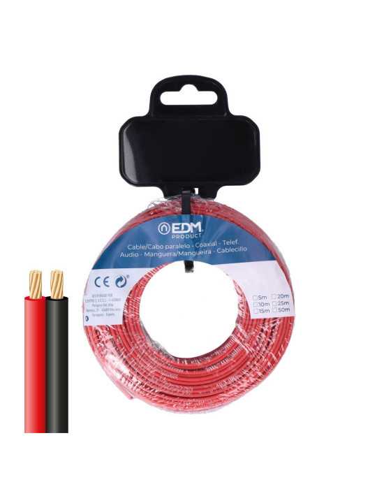 Carrete Cable Paralelo 2x1mm² Rojo/Negro 50m. EDM