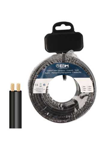 Carrete Cable Paralelo 2x0,75mm² Negro 50m. EDM