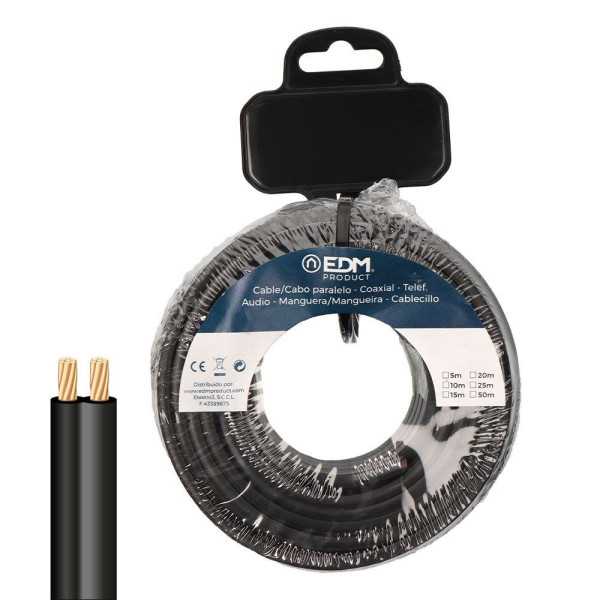 Carrete Cable Paralelo 2x0,75mm² Negro 50m. EDM