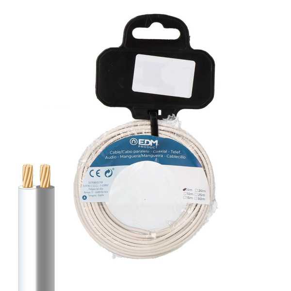 Carrete Cable Paralelo 2x0,75 mm² Blanco/Gris "Audio" 50 m EDM
