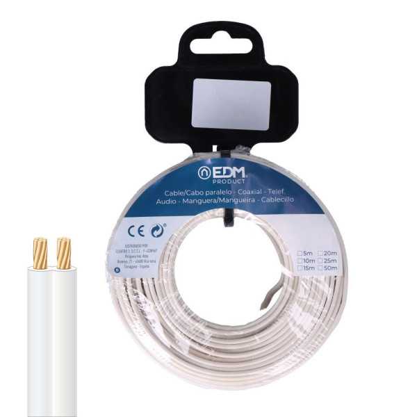 Carrete Cable Paralelo 2x2,50 mm² Blanco "Audio" 20 m EDM