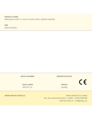 Manguera Plana 2 x 1,50 mm² Blanca, 400 m. (Bobina Grande) SEDILES 2