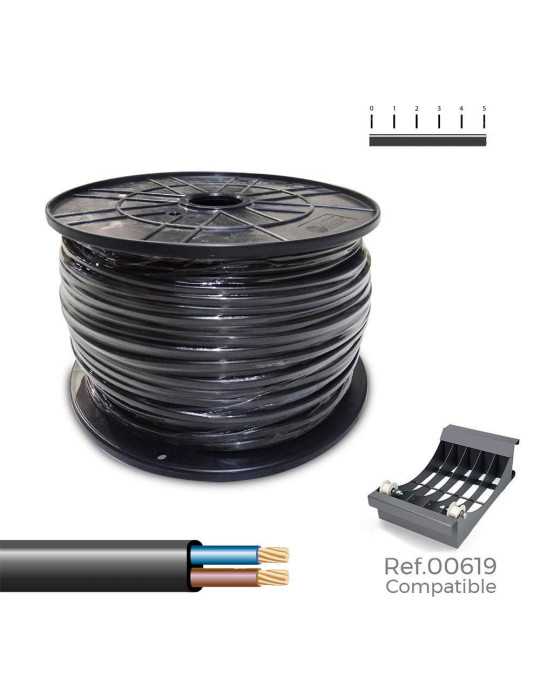 Manguera Plana H05VVH2-F 2 x 1,00 mm² Negra, 500 m. (Bobina Grande) SEDILES