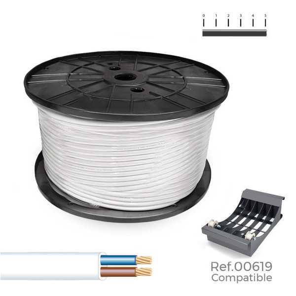 Manguera Plana H05VVH2-F 2 x 1,00 mm², Blanca, 500 m. (Bobina Grande) SEDILES