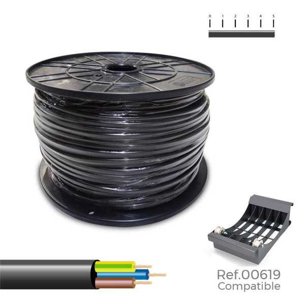 Manguera Tubular H05VV-F 3 G 1,00 mm² Negra, 300 m. (Bobina Grande) SEDILES