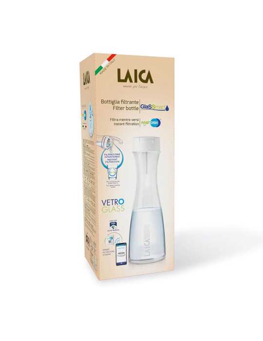 Botella Filtración Instantánea de Vidrio de 1 L con 1 Filtro LAICA