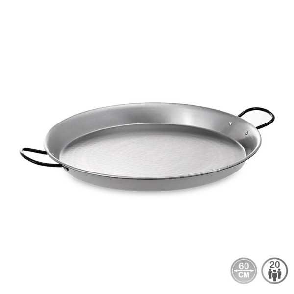 Paellera Tradicional de Acero Pulido Ø60 cm (20 Personas) VAELLO