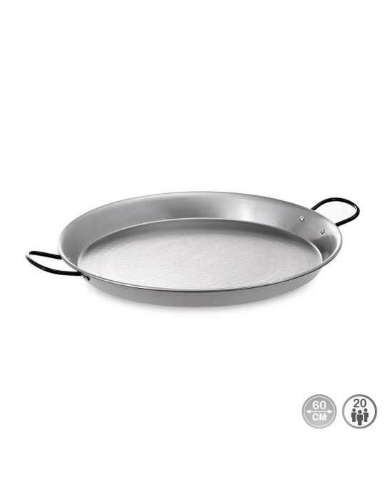 Paellera Tradicional de Acero Pulido Ø60 cm (20 Personas) VAELLO