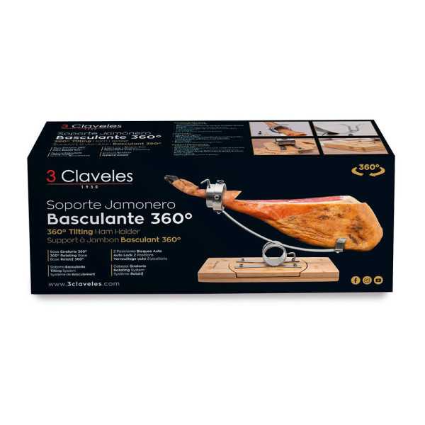 Jamonero Basculante 360° 50 x 19,5 cm 3 CLAVELES