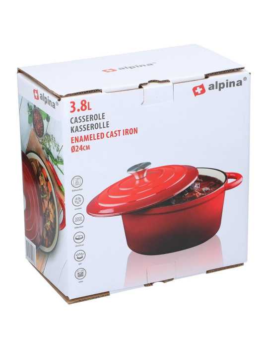 Cacerola de Hierro Fundido Esmaltado Color Rojo 3,8 l, Ø24 x 11,8 cm ALPINA