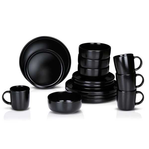 Vajilla 16 Piezas Negra Cerámica ALPINA