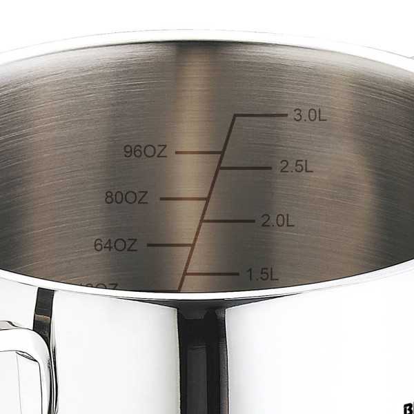 Batería 6 Piezas de Acero Inoxidable para Inducción, Cazuela con Tapa Ø16 cm / Cazuela con Tapa Ø18 cm / Cazuela con BERGNER