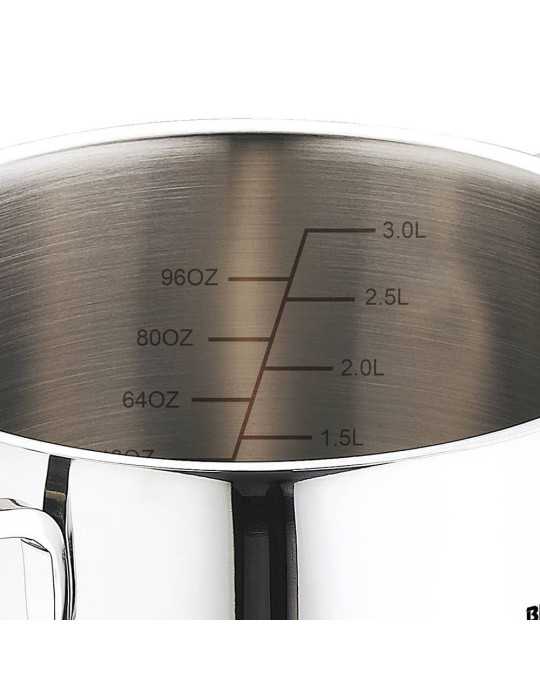 Batería 6 Piezas de Acero Inoxidable para Inducción, Cazuela con Tapa Ø16 cm / Cazuela con Tapa Ø18 cm / Cazuela con BERGNER