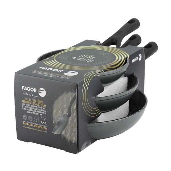 Set 3 Sartenes Stim de Aluminio Forjado Ø18 / Ø22 / Ø26 cm FAGOR
