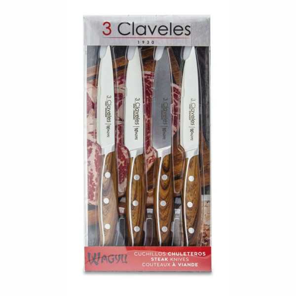 Cuchillos Chuleteros Wagyu 11,5 cm, 4 uds 3 CLAVELES