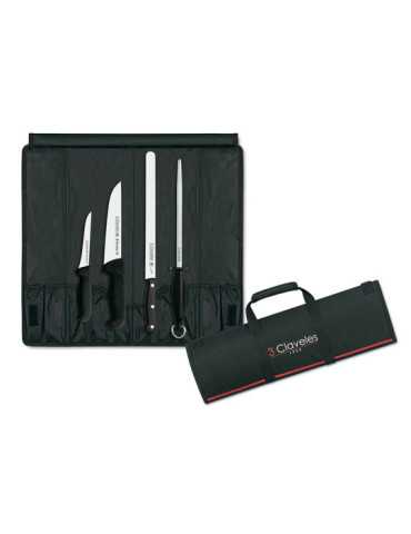 Estuche Profesional para Cortar Jamón con 3 Cuchillos + Chaira 3 CLAVELES