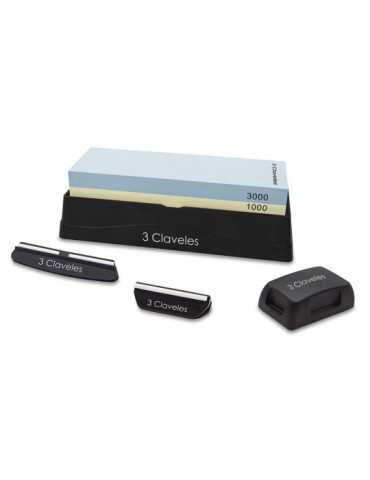 Piedra para Afilar 1000/3000 con Base, Dos Guias y Rectificador 3 CLAVELES