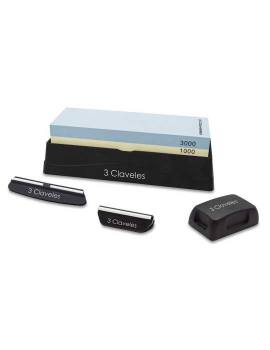 Piedra para Afilar 1000/3000 con Base, Dos Guias y Rectificador 3 CLAVELES