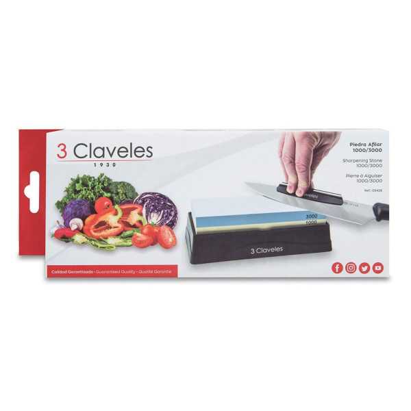 Piedra para Afilar 1000/3000 con Base, Dos Guias y Rectificador 3 CLAVELES