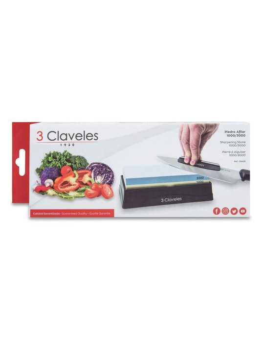 Piedra para Afilar 1000/3000 con Base, Dos Guias y Rectificador 3 CLAVELES