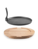 Plato Hierro Fundido Ø26 cm + Base Madera de Haya 34 x 30 x 2,5 cm IBILI