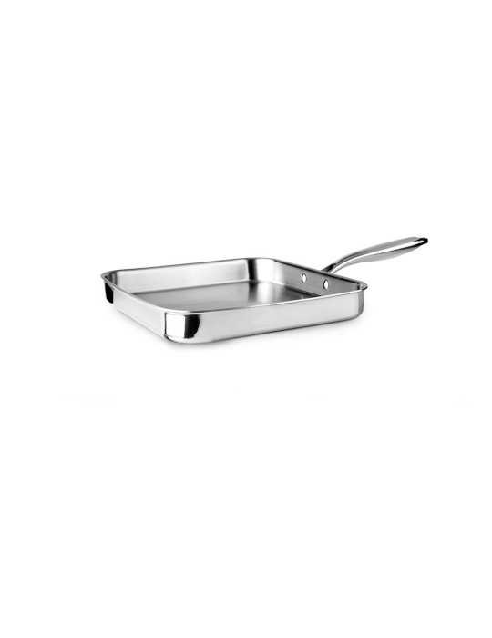 Sartén Asador Liso Triply Natural (Inox/Alum/Inox) 28 x 28 cm IBILI