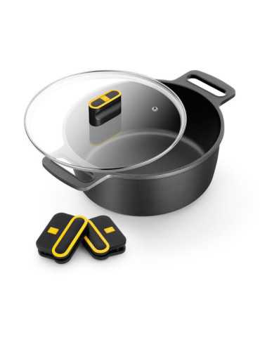 Cacerola Alta de Aluminio Fundido con Antiadherente Tricapa con Tapa de Cristal, Daily Pro, Ø24 cm BRA 2