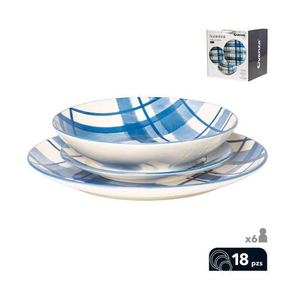 Vajilla 18 Piezas, Modelo Santorini, Azul OVENZA
