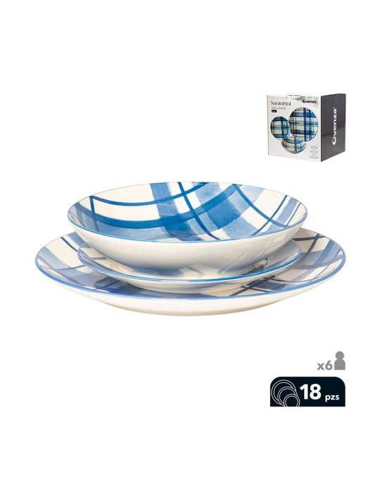 Vajilla 18 Piezas, Modelo Santorini, Azul OVENZA