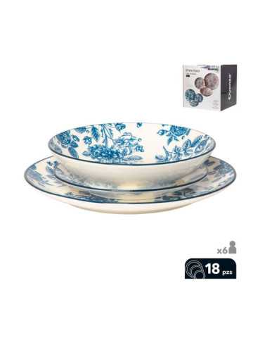 Vajilla 18 Piezas, Modelo Provenza, Azul OVENZA