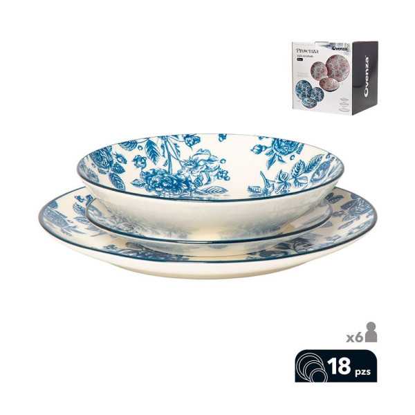 Vajilla 18 Piezas, Modelo Provenza, Azul OVENZA
