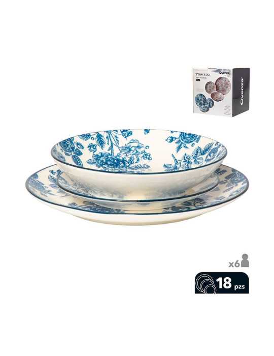 Vajilla 18 Piezas, Modelo Provenza, Azul OVENZA