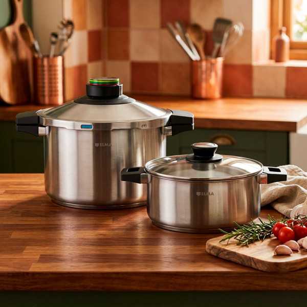 Olla A Presión Prêst Dúo 4 + 6 l, Acero Inoxidable 18/10, 2 Piezas ELMA