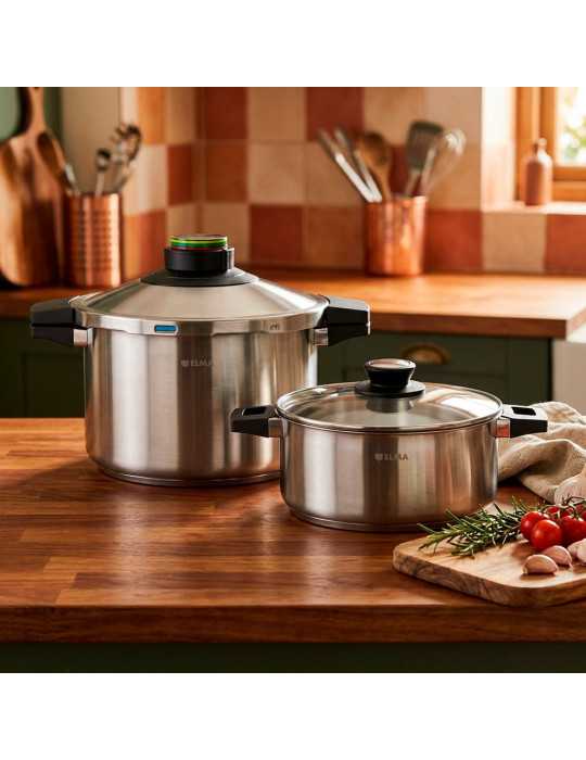 Olla A Presión Prêst Dúo 4 + 6 l, Acero Inoxidable 18/10, 2 Piezas ELMA
