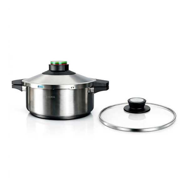 Olla A Presión Prêst 4 l , Acero Inoxidable 18/10, Incluye Tapa de Cristal, Ø24 cm ELMA